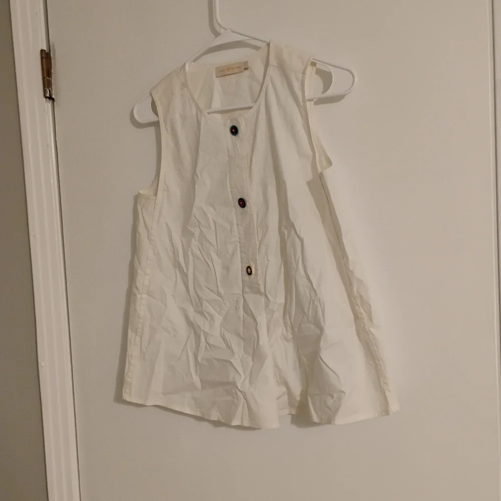 Tory Burch Marguerite Sleeveless Buttoned Top Blouse Sz 0